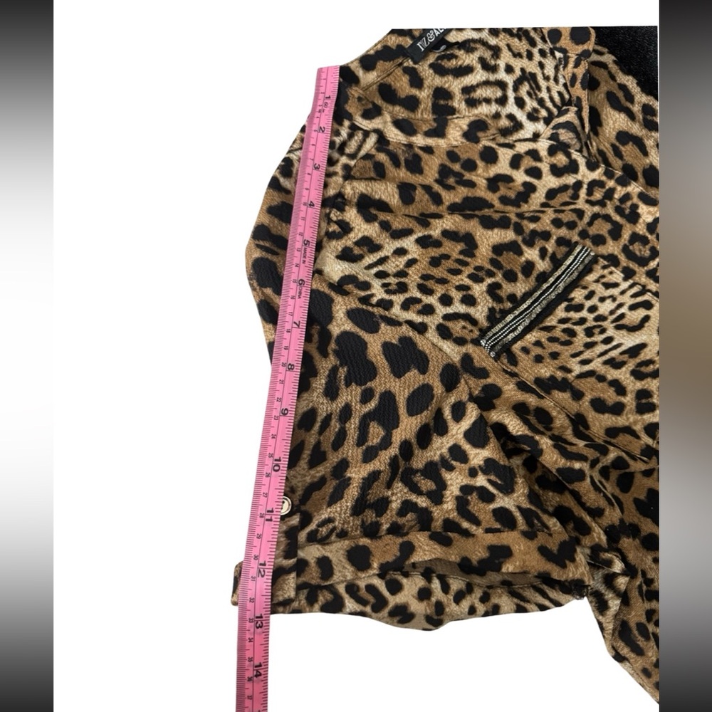 Roz & Ali Leopard Print Short Sleeve Blouse XL | Brown & Black - Picture 3 of 6